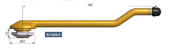 R1265-2 Brass Truck Tyre Valve 163mm Rim Hole 20.5mm