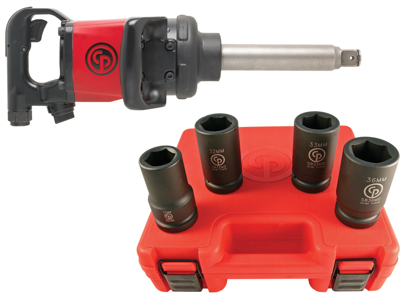 Chicago Pneumatic 1" Drive Air Impact Wrench CP7782-6 + Omega 18206 20 ton Air / Hydraulic Jack with FREE 4 Piece Deep Socket Set SAVE £50.00 With This Package Deal